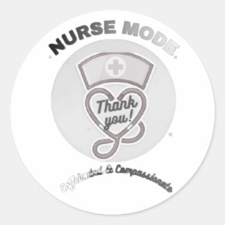 Nurse Mode Thank You Heart Stethoscope Design Classic Round Sticker