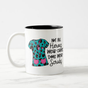 Nurse Modern Typography Superhero Scrubs Saying Two-Tone Coffee Mug