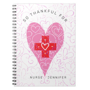 Nurse Monogram Pink Hearts Monogram Name Notebook