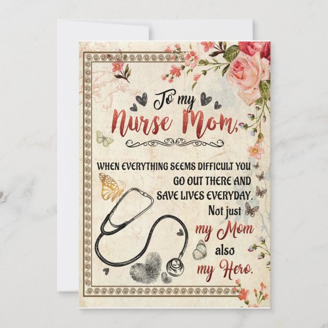 Nurse Mum Gifts | Letter To My Nurse Mum Invitation (Front)