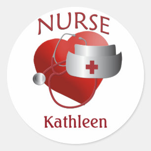 Nurse Name Custom Nurses Heart Sticker