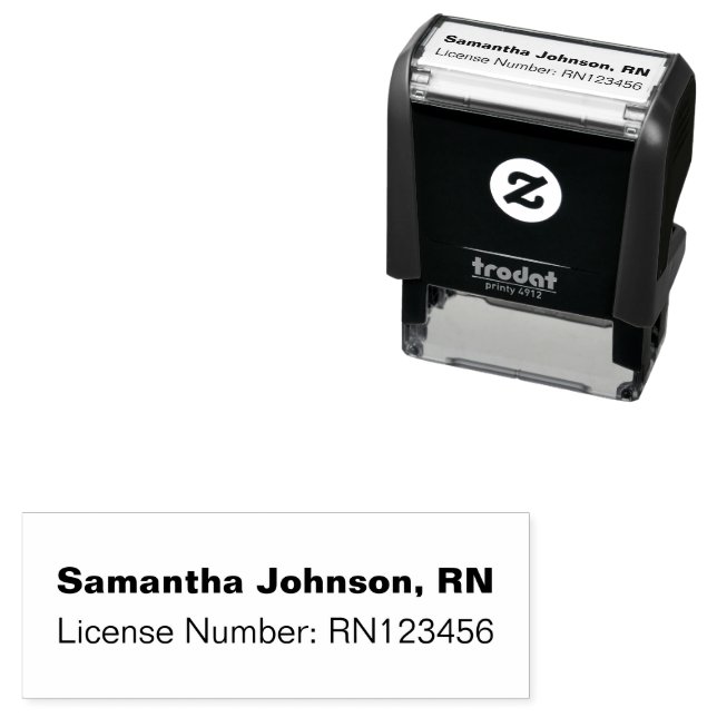 Nurse Name in Bold with License Number Template Self-inking Stamp (In Situ)