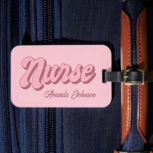 Nurse Name Personalised Retro Card Slot Bag Luggage Tag