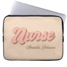 Nurse Name Retro Pink Brown Tan Personalized 13"
