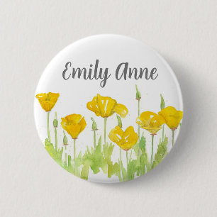 Nurse Name Tag California Poppy Wildflowers 6 Cm Round Badge
