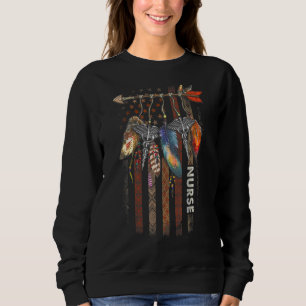 Nurse Native American Arrow Caduceus Feather Ameri Sweatshirt