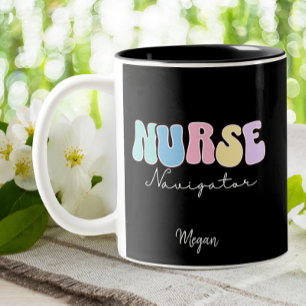 Nurse Navigator Groovy Pink Pastel Nursing  Two-Tone Coffee Mug