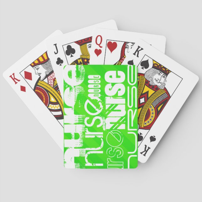 Nurse; Neon Green Stripes Playing Cards (Back)
