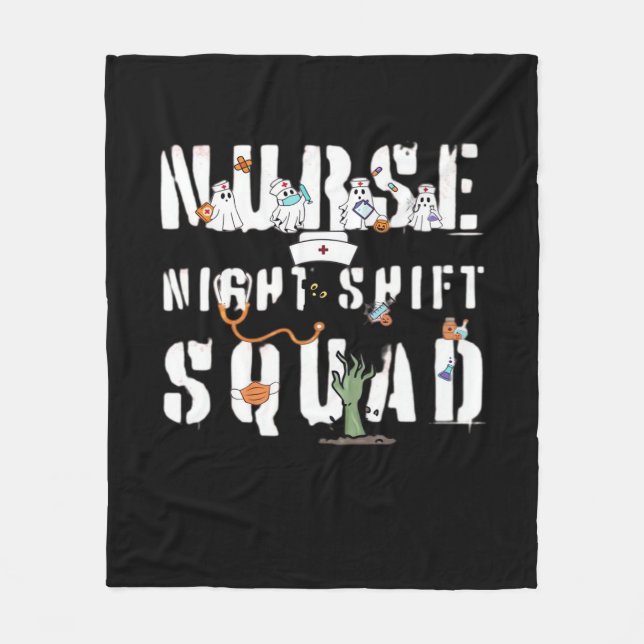 Nurse Night Shift Halloween Squad Classic T-Shirt Fleece Blanket (Front)