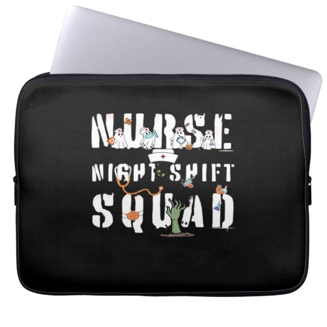 Nurse Night Shift Halloween Squad Classic T-Shirt Laptop Sleeve (Front)