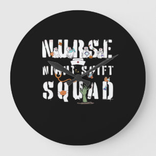 Nurse Night Shift Halloween Squad Classic T-Shirt Large Clock