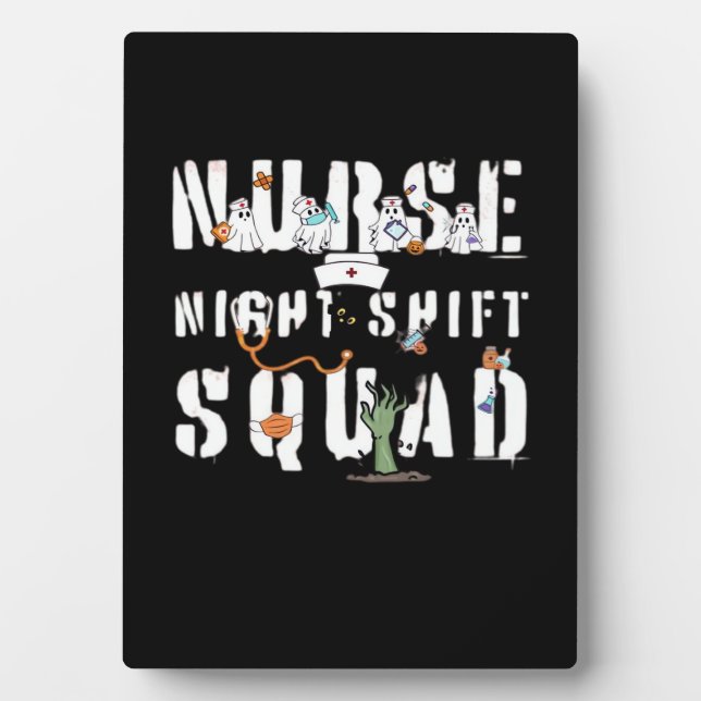 Nurse Night Shift Halloween Squad Classic T-Shirt Plaque (Front)