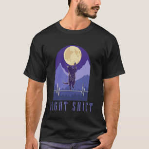 Nurse Night Shift Moon Cat EKG ECG Cardiac T-Shirt