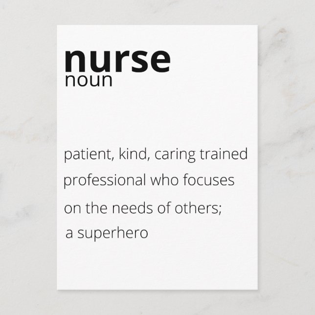 Nurse Noun Proud Hero Job Nursing Quote Postcard (Front)