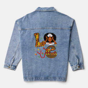 Nurse Nursing Black Girl Magic Juneteenth Black Hi Denim Jacket