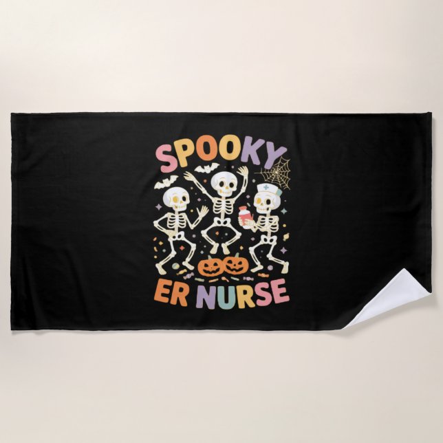 Nurse Nursing Cute Halloween Spooky Essential T-Sh Beach Towel (Front)