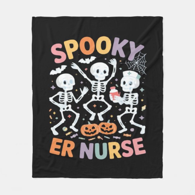 Nurse Nursing Cute Halloween Spooky Essential T-Sh Fleece Blanket (Front)