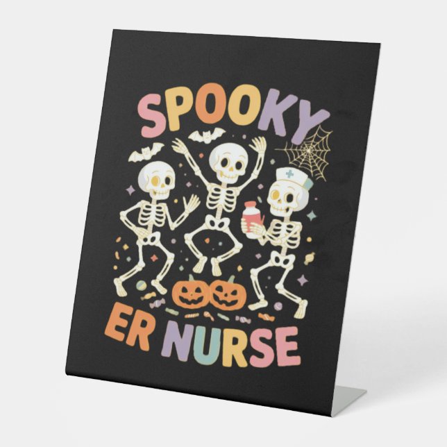 Nurse Nursing Cute Halloween Spooky Essential T-Sh Pedestal Sign (Front)