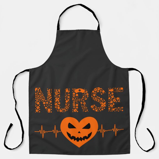 Nurse Nursing Halloween Boo Halloween Orange Ghost Apron (Front)