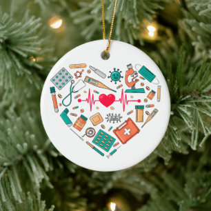 Nurse Nursing Heart Tool Ceramic Tree Decoration