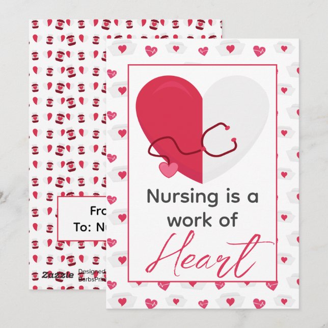 Nurse Nursing Is A Work Of Heart Valentines Day  Holiday Card (Front/Back)