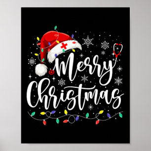 Nurse Nursing Rn Lpn Stethoscope Christmas Lights Poster