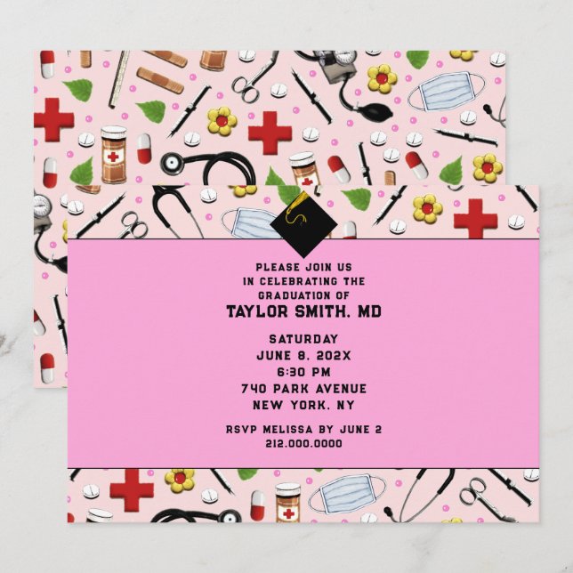 Nurse Nursing School Graduation Invitation (Front/Back)
