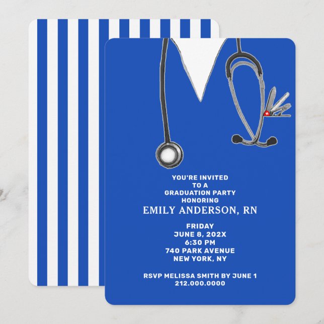 Nurse Nursing School Graduation Invitation (Front/Back)