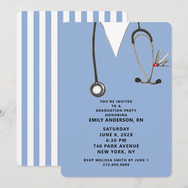 Nurse Nursing School Graduation Invitation (Front/Back)