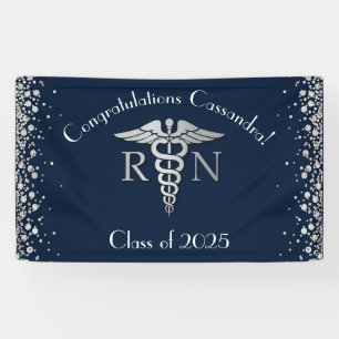 Nurse Nursing School Graduation Navy Blue Silver Banner