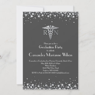 Nurse Nursing School Graduation Party Grey Silver Invitation