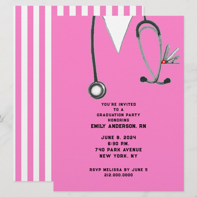 Nurse Nursing School Graduation Party Invitation (Front/Back)