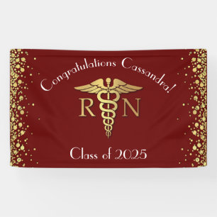 Nurse Nursing School Graduation Party Maroon Gold Banner