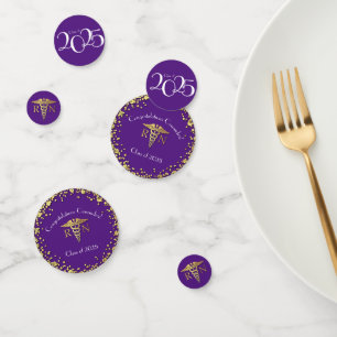 Nurse Nursing School Graduation Party Purple Gold Confetti