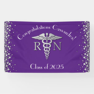 Nurse Nursing School Graduation Purple Silver Banner