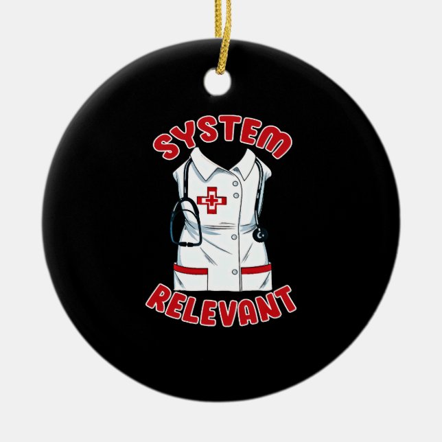 Nurse nursing system relevant christmas ceramic tree decoration (Front)