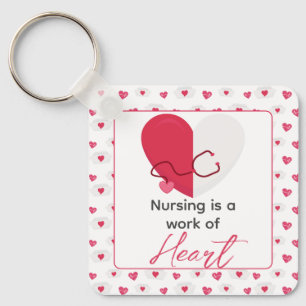 Nurse Nursing Valentine Day Pink Heart Name On Key Ring