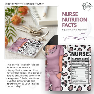 Nurse Nutrition Fact Label Acrylic Keychain