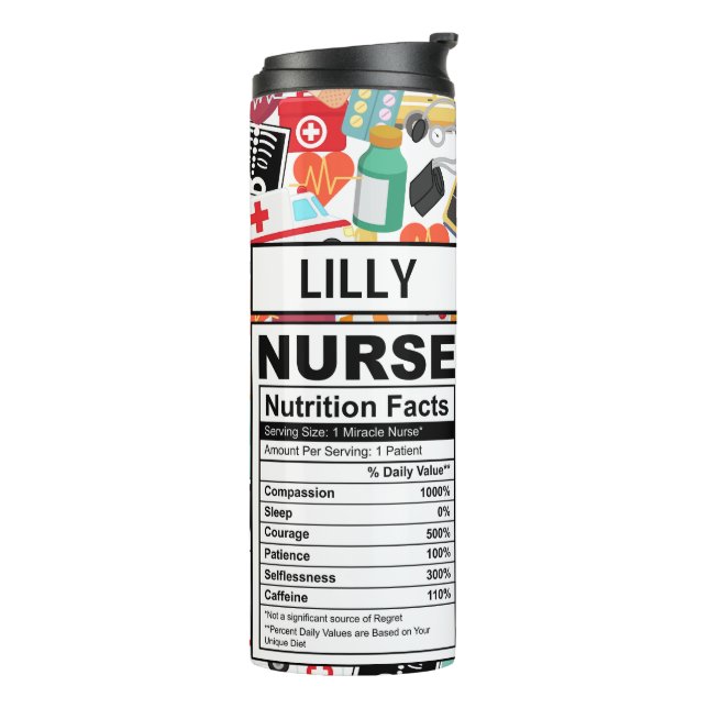 Nurse Nutrition Facts Custom Thermal Tumbler (Rotated Left)