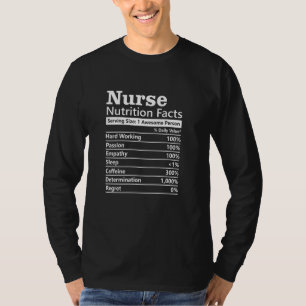 Nurse Nutrition Facts Funny RN Nurse Appreciation T-Shirt