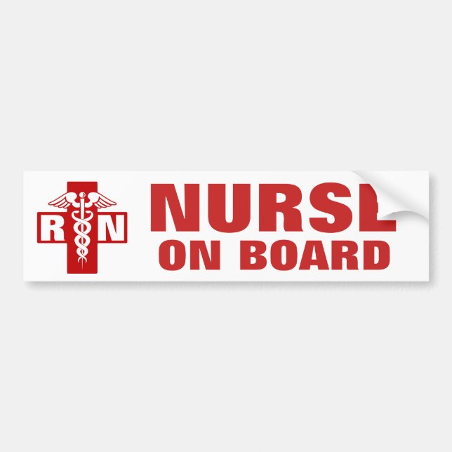 Nurse on Board RN or Initials Bumper Sticker (Front)