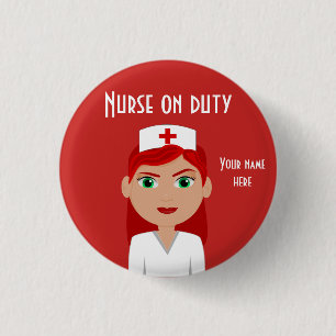 Nurse On Duty Design Small, 1¼ Inch Round Button