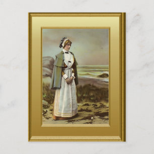 Nurse on the beach, c. 1900 postcard