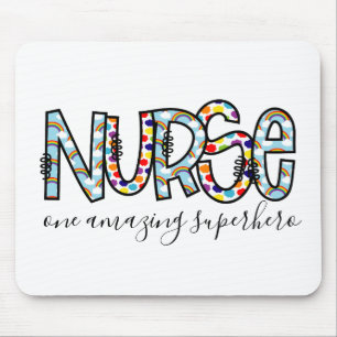 Nurse One Amazing Superhero Modern Typography Mouse Mat