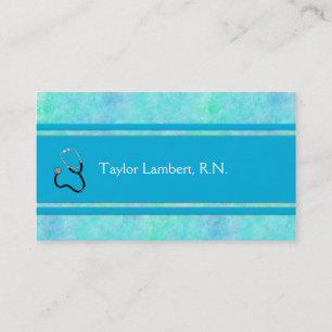Nurse or Doctor or Medical Blue Watercolor Business Card