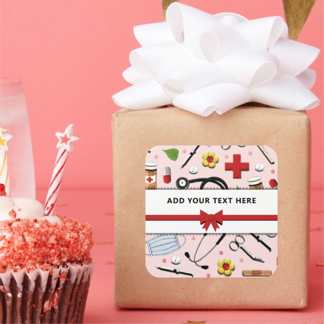 Nurse or Doctor Personalised Square Sticker (Party)