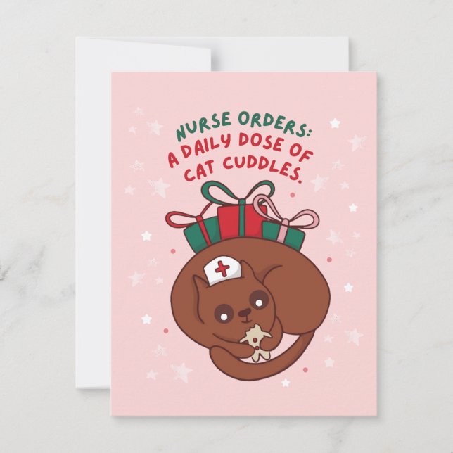 NURSE ORDERS A DAILY DOSE OF CAT CUDDLES HOLIDAY CARD (Front)