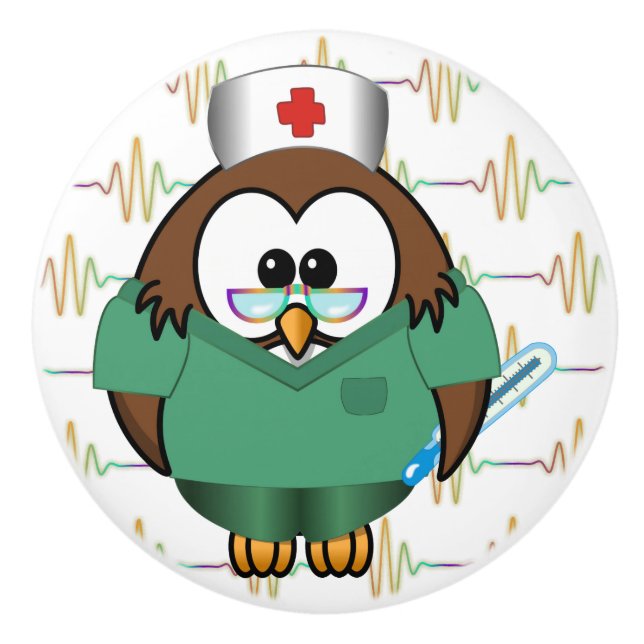 nurse owl ceramic knob (Front)