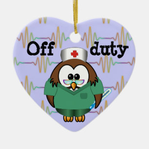 nurse owl ceramic tree decoration