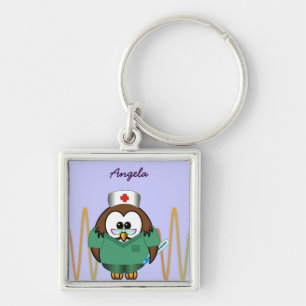 nurse owl key ring